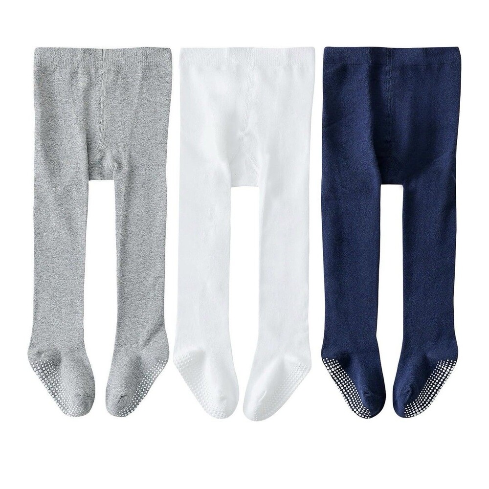 EPEIUS Toddler Girl 3 Pairs Tights 2-4 Years Stockings Navy White Grey